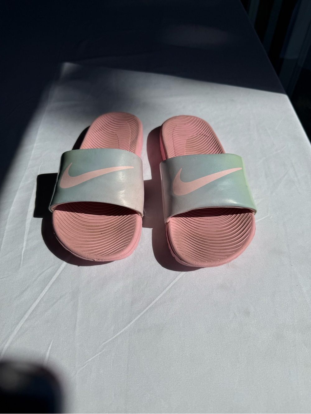 Nike Pink Slide Sandals with Iridescent Straps